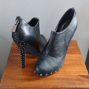 Black Studded High Heel Ankle Boots